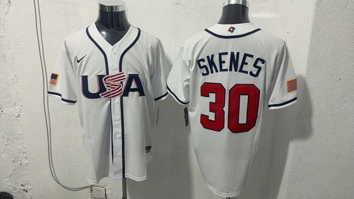 World Baseball Classic Jersey USA SKENES 30 White Baseball Jersey United States WBC MLB Shirt