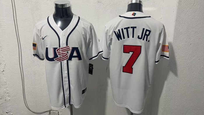 World Baseball Classic Jersey USA WITT JR. 7 White Baseball Jersey United States WBC MLB Shirt