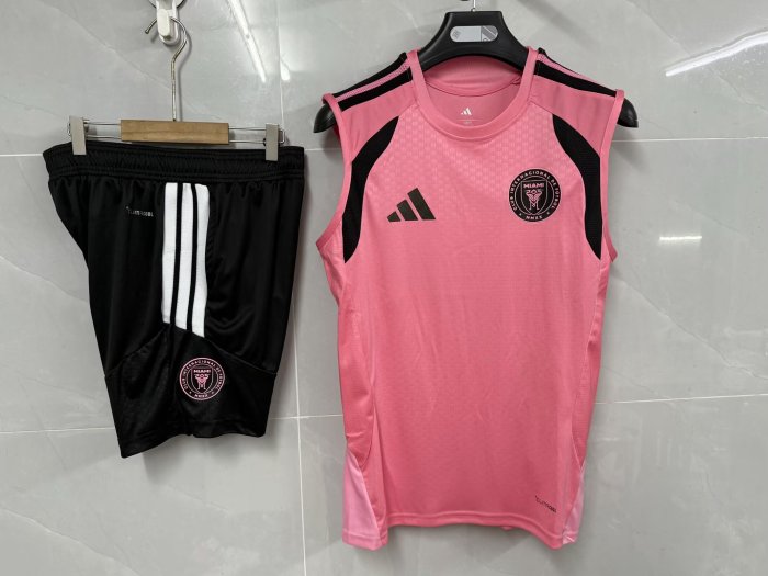 Adult Uniform 2026-2027 Inter Miami Pink Soccer Training Vest and Shorts Football Set
