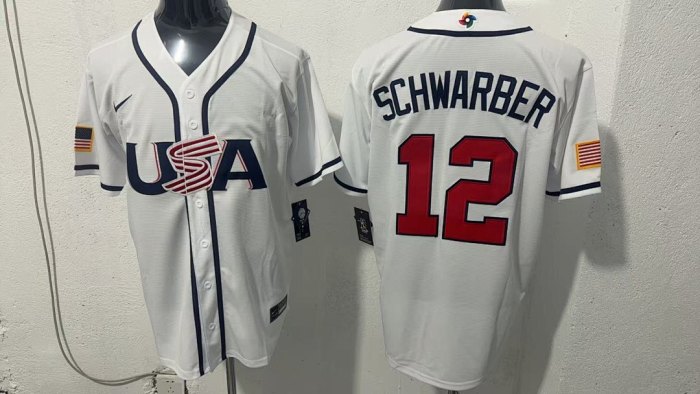 World Baseball Classic Jersey USA SCHWARBER 12 White Baseball Jersey United States WBC MLB Shirt