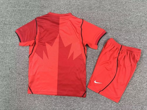 Youth Uniform Kids Kit 2026 World Cup Canada Home Soccer Jersey Shorts Child Football Set