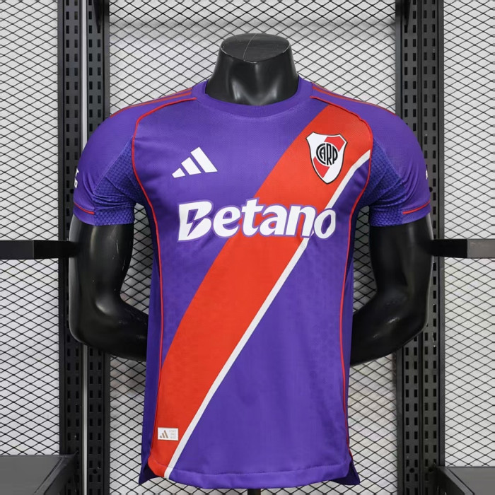 with Sponor Logo Player Version 2025-2026 River Plate Third Away Purple Soccer Jersey Football Shirt