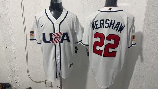 World Baseball Classic Jersey USA KERSHAW 22 White Baseball Jersey United States WBC MLB Shirt