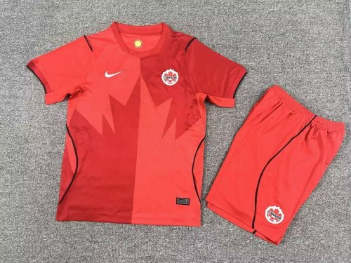Youth Uniform Kids Kit 2026 World Cup Canada Home Soccer Jersey Shorts Child Football Set