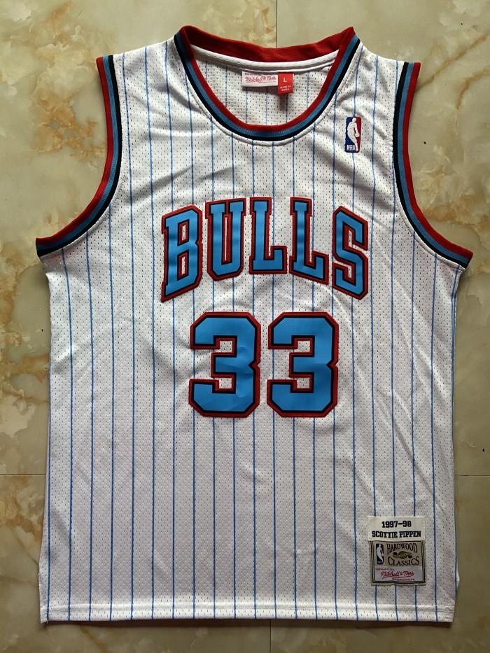 Mitchell&ness 1997-98 Chicago Bulls 33 PIPPEN White Basketball Shirt NBA Jersey