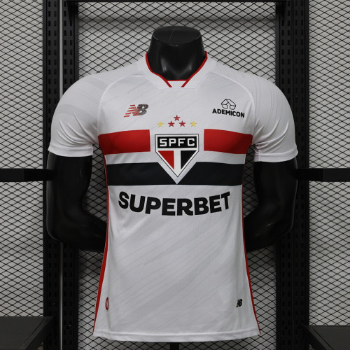 with Sponor Logo Player Version 2026-2027 Sao Paulo Home Soccer Jersey Football Shirt