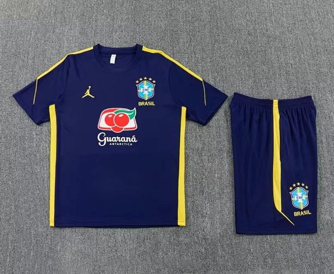 Adult Uniform 2026 Brazil Dark Blue Soccer Training Jersey and Shorts Football Kits
