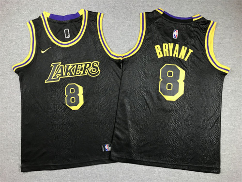 Youth Los Angeles Lakers 8 BRYANT Black NBA Jersey Child Kids Basketball Shirt