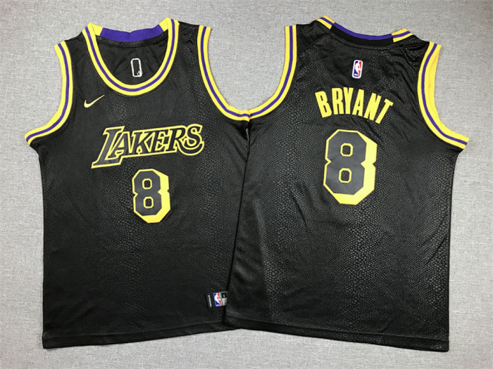 Youth Los Angeles Lakers 8 BRYANT Black NBA Jersey Child Kids Basketball Shirt
