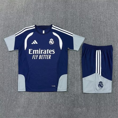 Adult Uniform 2026-2027 Real Madrid Dark Blue/Grey Soccer Training Jersey and Shorts Football Kits