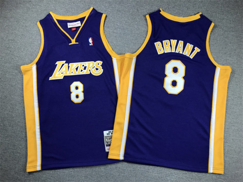 Youth Mitchell&ness 1999-00 Los Angeles Lakers 8 BRYANT Purple NBA Jersey Child Basketball Shirt