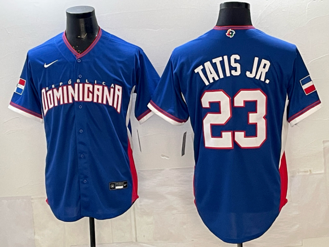 World Baseball Jersey Dominican Republic TATIS JR. 23 Blue MLB Jersey MLB Shirt