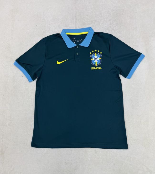 Fan Version 2026 Brazil Green/Blue Soccer Polo Brasil Camisetas de Futbol