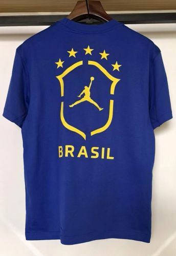 Fan Version 2026 Brazil Blue Soccer Cotton T-Shirt Brasil Camisetas de Futbol