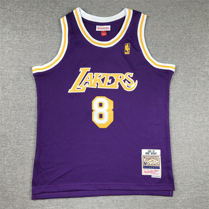 Youth Mitchell&ness 1996-97 Los Angeles Lakers 8 BRYANT Purple NBA Jersey Child Basketball Shirt