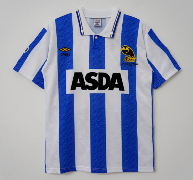 Retro Jersey 1991 Sheffield Wednesday League Cup Final Soccer Jersey Football Shirt