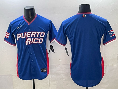 Puerto Rico 2026 World Baseball Classic Jersey Blue Blank MLB Shirt