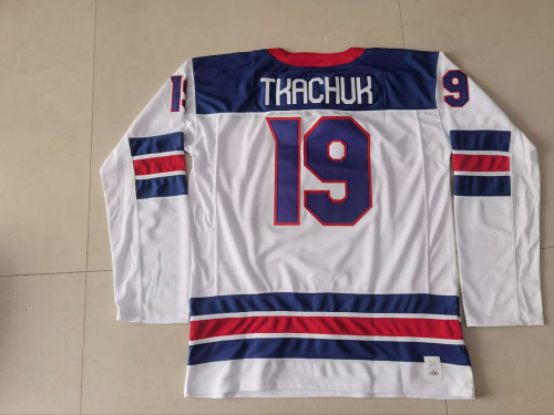 2026 Winter Olympics USA TKACHUK 19 White NHL Jersey United States Hockey Shirt