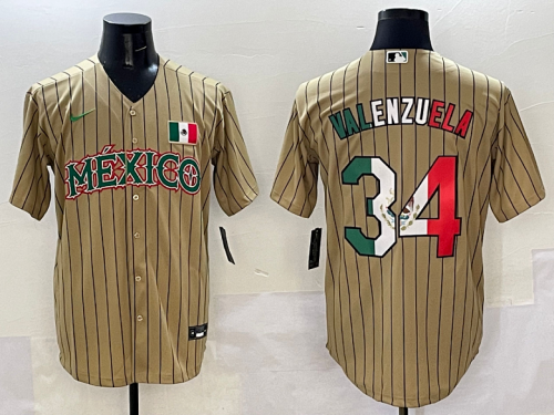 World Baseball Classic Jersey Mexico VALENZUELA 34 Golden Baseball Jersey WBC MLB Shirt