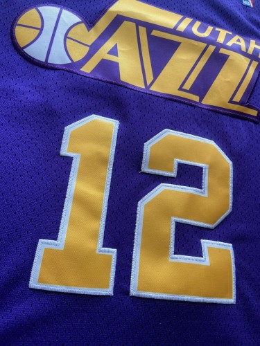 Mitchell&ness 1991-92 Utah Jazz STOCKTON 12 Purple NBA Jersey Seattle SuperSonics Basketball Shirt