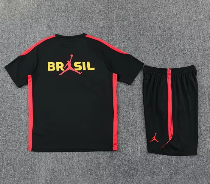 Adult Uniform 2026 Brazil Black Soccer Training Jersey and Shorts Football Kits