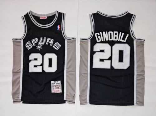 Mitchell&ness 2002-2003 San Antonio Spurs GINOBILI 20 Black Basketball Shirt NBA Jersey