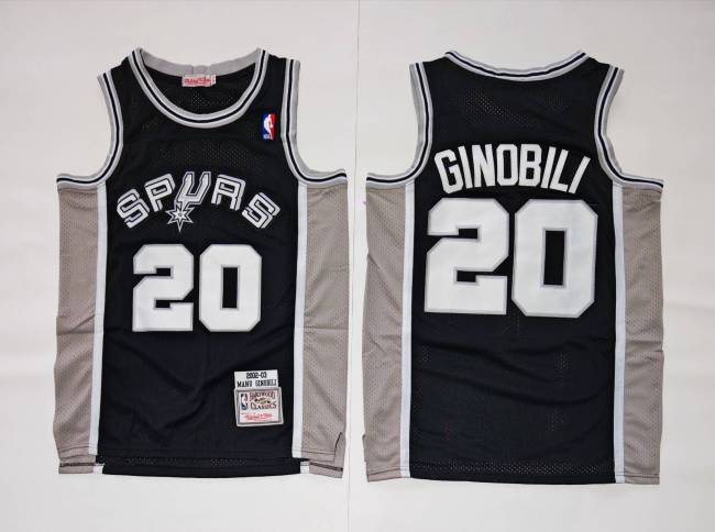 Mitchell&ness 2002-2003 San Antonio Spurs GINOBILI 20 Black Basketball Shirt NBA Jersey