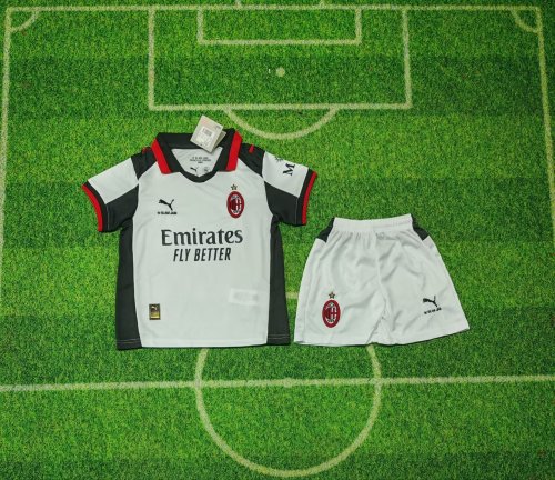 Youth Uniform Kids Kit 2025-2026 AC Milan Fourth Away Soccer Jersey Shorts Child Football Set
