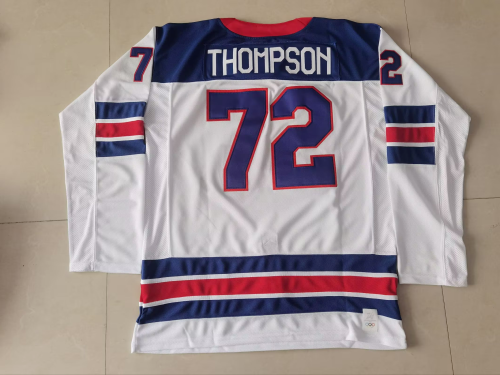 2026 Winter Olympics USA THOMPSON 72 White NHL Jersey United States Hockey Shirt