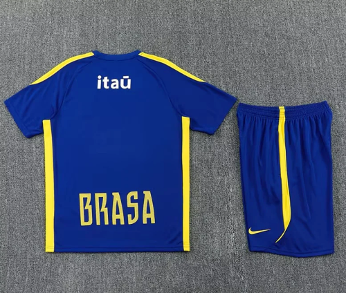 Adult Uniform 2026 Brazil Blue Soccer Training Jersey and Shorts Football Kits