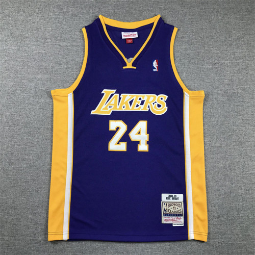 Youth Mitchell&ness 2008-09 Los Angeles Lakers 24 BRYANT Purple NBA Jersey Child Basketball Shirt