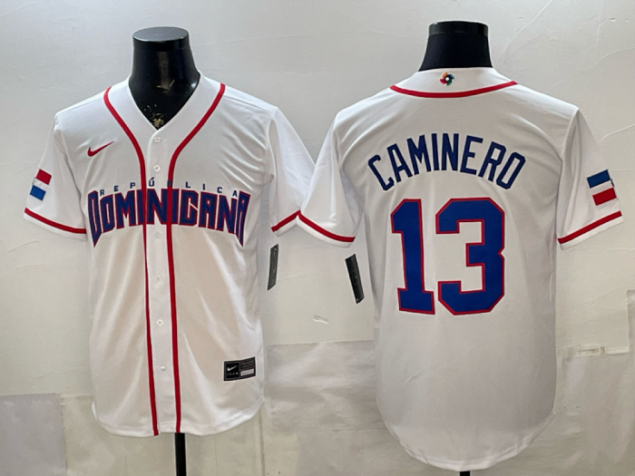 World Baseball Jersey Dominican Republic CAMINERO 13 White MLB Jersey MLB Shirt