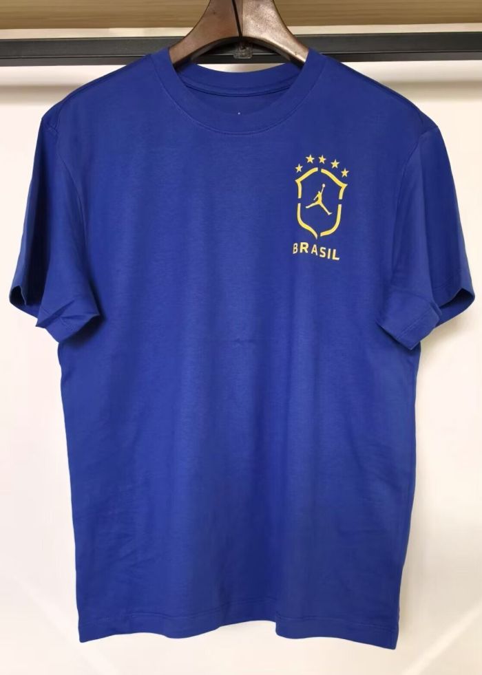 Fan Version 2026 Brazil Blue Soccer Cotton T-Shirt Brasil Camisetas de Futbol