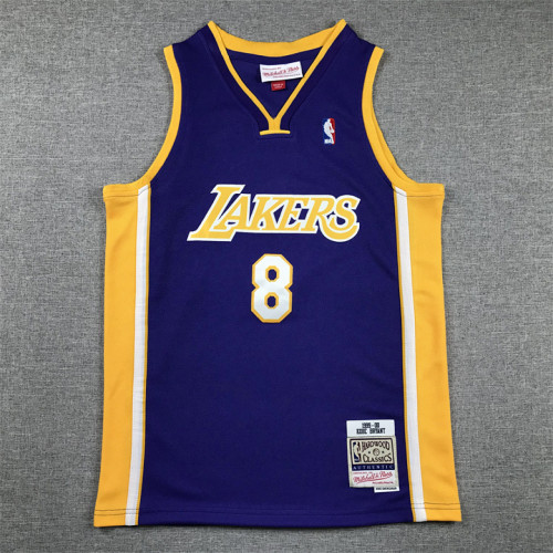 Youth Mitchell&ness 1999-00 Los Angeles Lakers 8 BRYANT Purple NBA Jersey Child Basketball Shirt