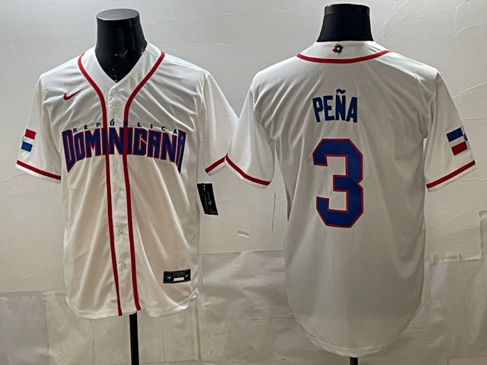 World Baseball Jersey Dominican Republic PENA 3 White MLB Jersey MLB Shirt