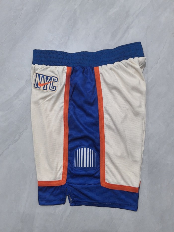 with Pocket 2026 City Edition New York Knicks OFF-White NBA Shorts Basketball Pants