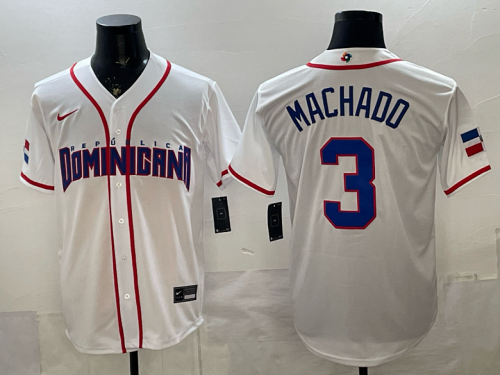 World Baseball Jersey Dominican Republic MACHADO 3 White MLB Jersey MLB Shirt
