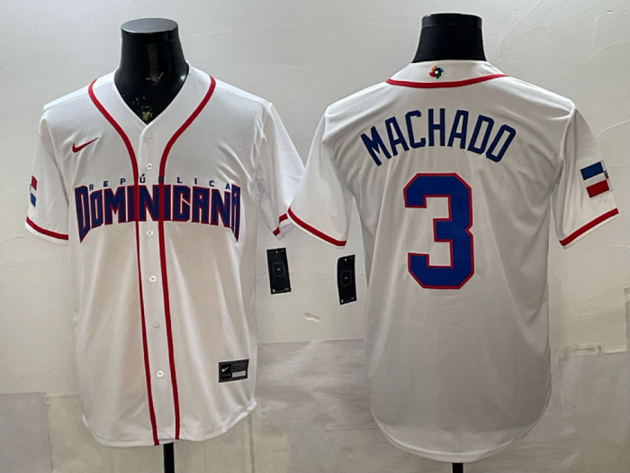 World Baseball Jersey Dominican Republic MACHADO 3 White MLB Jersey MLB Shirt