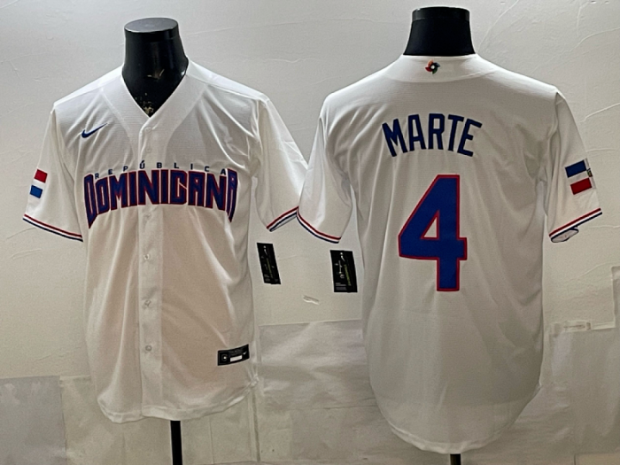 World Baseball Jersey Dominican Republic MARTE 4 White MLB Jersey MLB Shirt