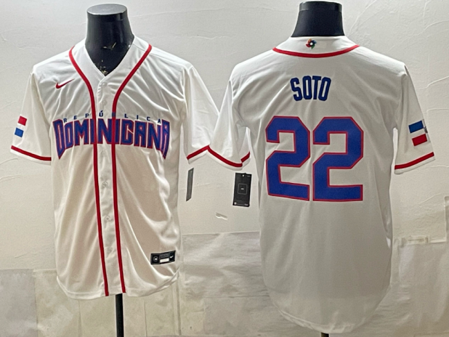 World Baseball Jersey Dominican Republic SOTO 22 White MLB Jersey MLB Shirt