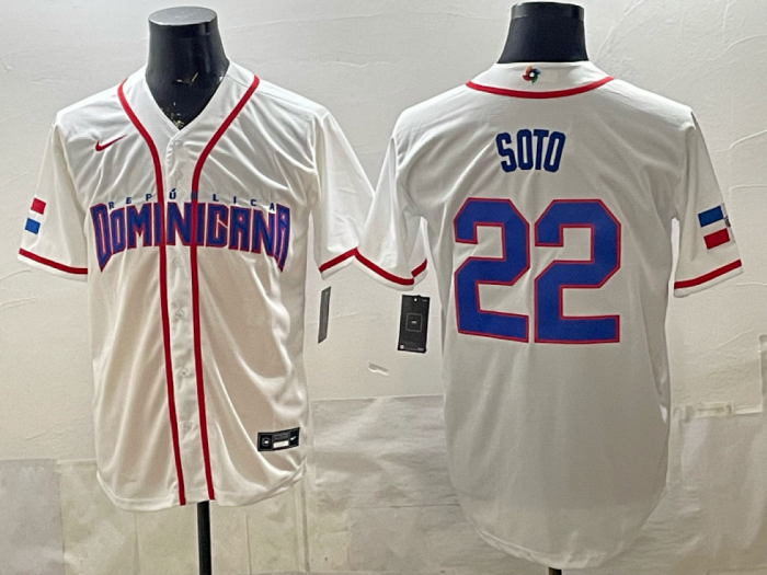 World Baseball Jersey Dominican Republic SOTO 22 White MLB Jersey MLB Shirt
