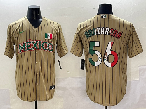 World Baseball Classic Jersey Mexico AROZARENA 56 Golden Baseball Jersey WBC MLB Shirt