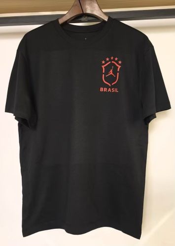 Fan Version 2026 Brazil Black Soccer Cotton T-Shirt Brasil Camisetas de Futbol