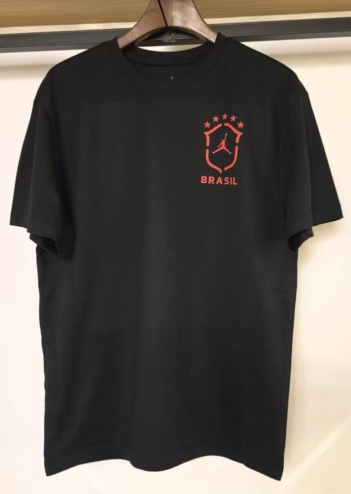 Fan Version 2026 Brazil Black Soccer Cotton T-Shirt Brasil Camisetas de Futbol