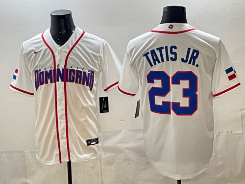 World Baseball Jersey Dominican Republic TATIS JR. 23 White MLB Jersey MLB Shirt