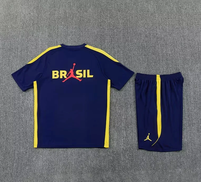 Adult Uniform 2026 Brazil Dark Blue Soccer Training Jersey and Shorts Football Kits