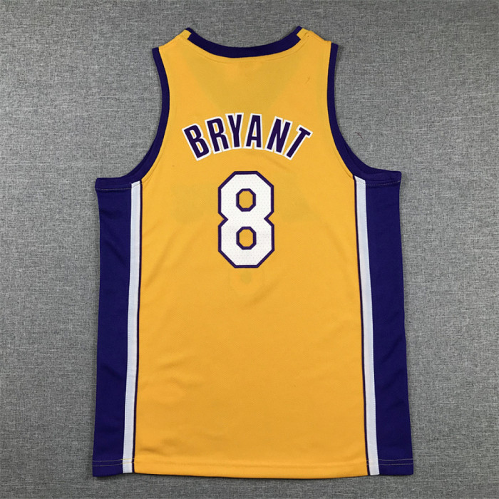 Youth Mitchell&ness 1999-00 Los Angeles Lakers 8 BRYANT Yellow NBA Jersey Child Basketball Shirt