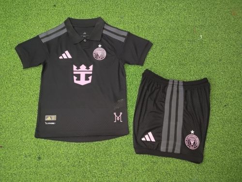 Player Version Youth Uniform Kids Kit 20262027 Inter Miami Away Black Soccer Jersey Shorts Child Football Set