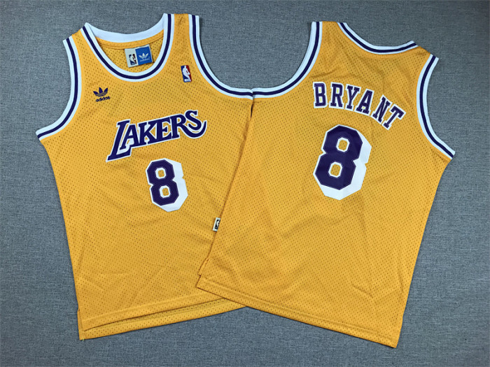 Youth Los Angeles Lakers 8 BRYANT Yellow NBA Jersey Child Kids Basketball Shirt