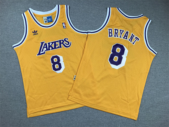 Youth Los Angeles Lakers 8 BRYANT Yellow NBA Jersey Child Kids Basketball Shirt